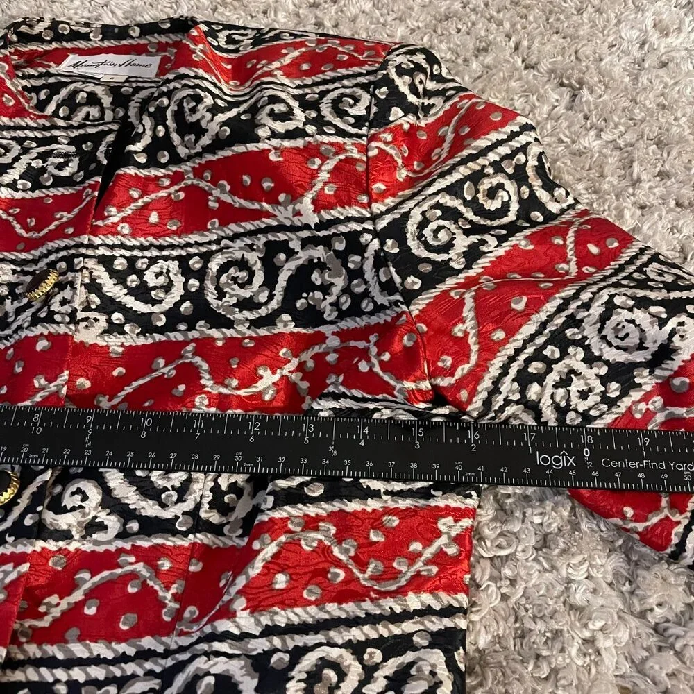Vintage Made in USA Statement Jacket | Red Black Gold Geometric - Picture 8 of 9